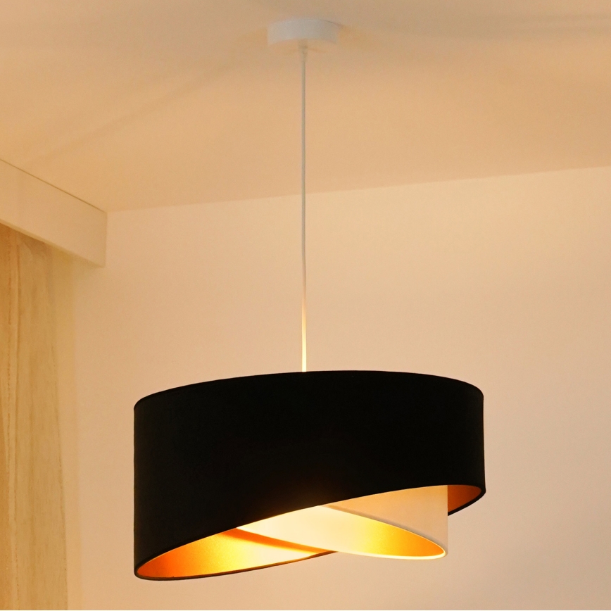 Brilagi - LED Lestenec na vrvici LYRA 1xE27/15W/230V črna/krem barva/zlata