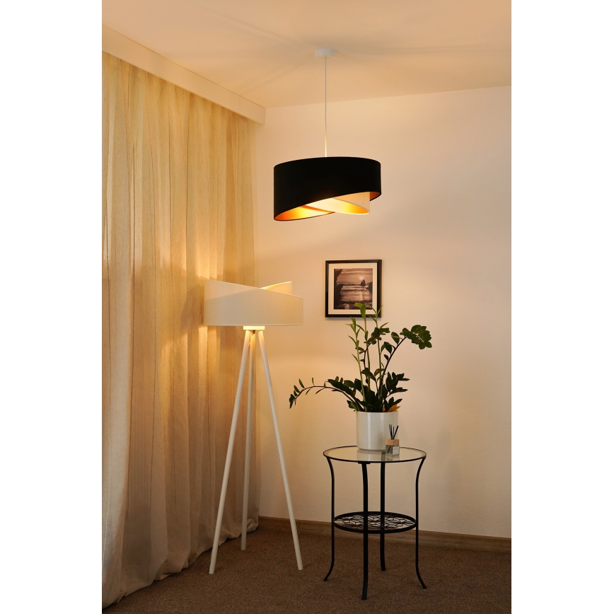 Brilagi - LED Lestenec na vrvici LYRA 1xE27/15W/230V črna/krem barva/zlata