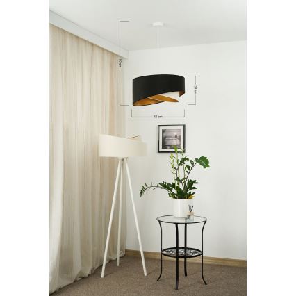 Brilagi - LED Lestenec na vrvici LYRA 1xE27/15W/230V črna/krem barva/zlata
