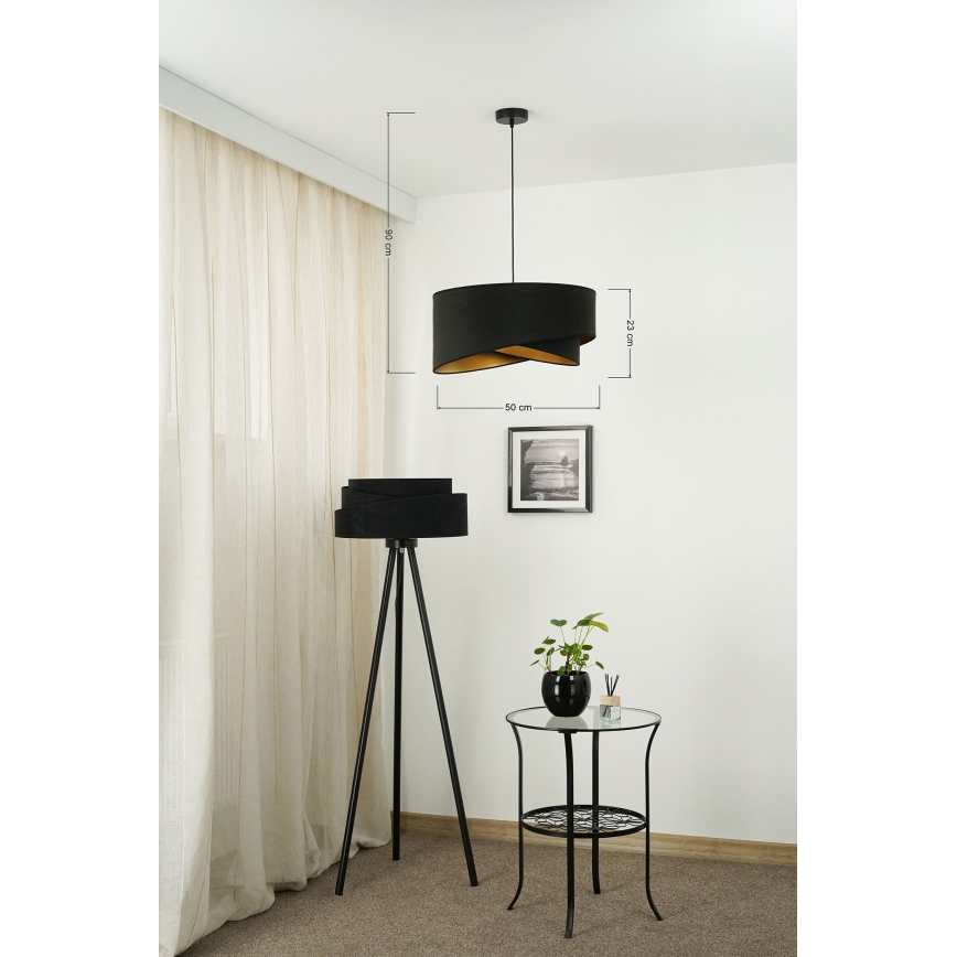 Brilagi - LED Lestenec na vrvici LYRA 1xE27/15W/230V črna/zlata