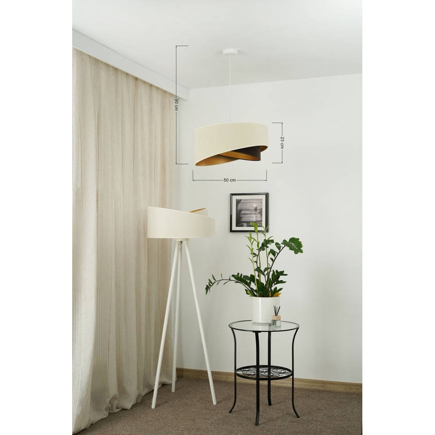 Brilagi - LED Lestenec na vrvici LYRA 1xE27/15W/230V krem barva/črna/zlata
