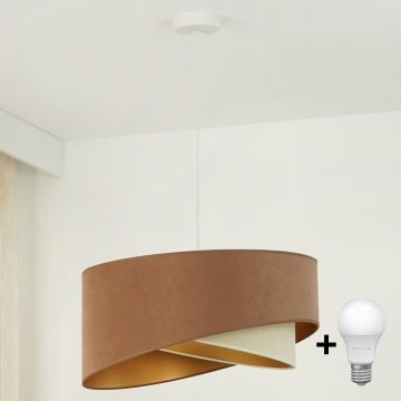 Brilagi - LED Lestenec na vrvici LYRA 1xE27/15W/230V rjava/krem barva/zlata