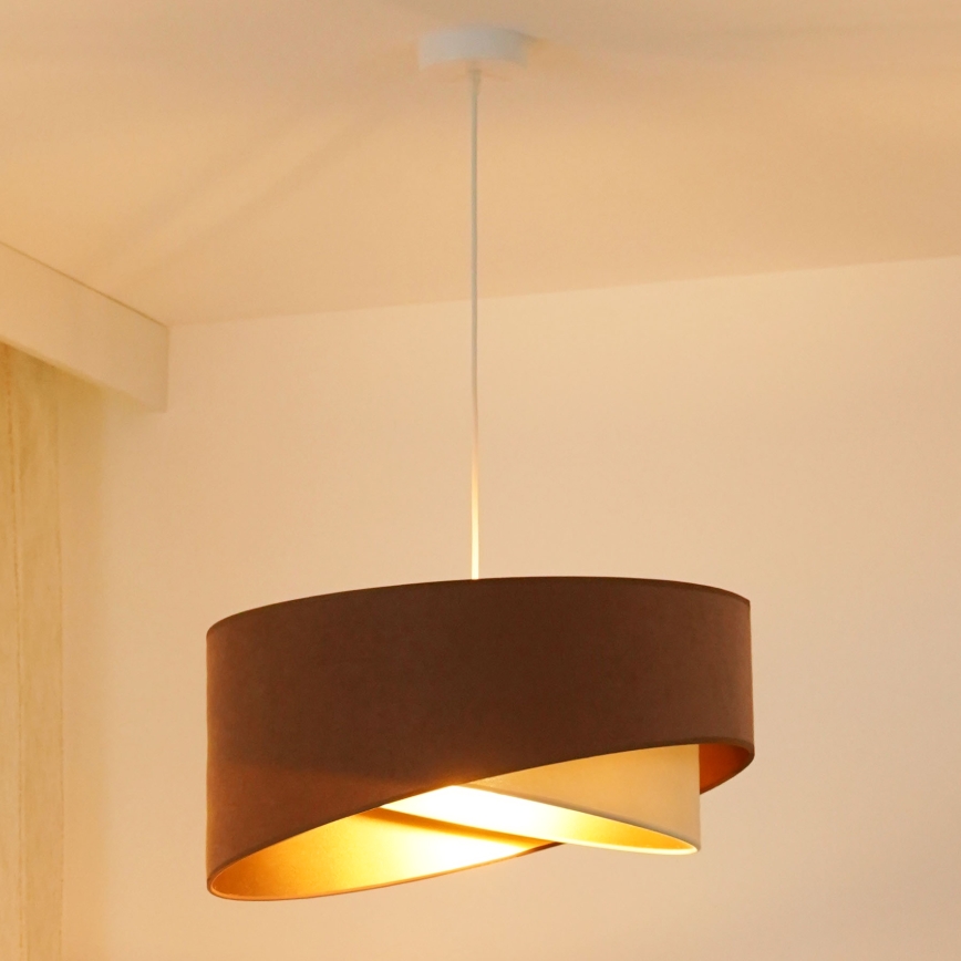 Brilagi - LED Lestenec na vrvici LYRA 1xE27/15W/230V rjava/krem barva/zlata