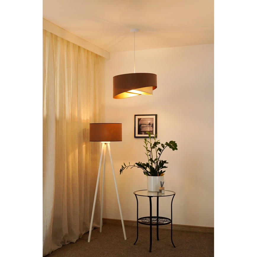 Brilagi - LED Lestenec na vrvici LYRA 1xE27/15W/230V rjava/krem barva/zlata