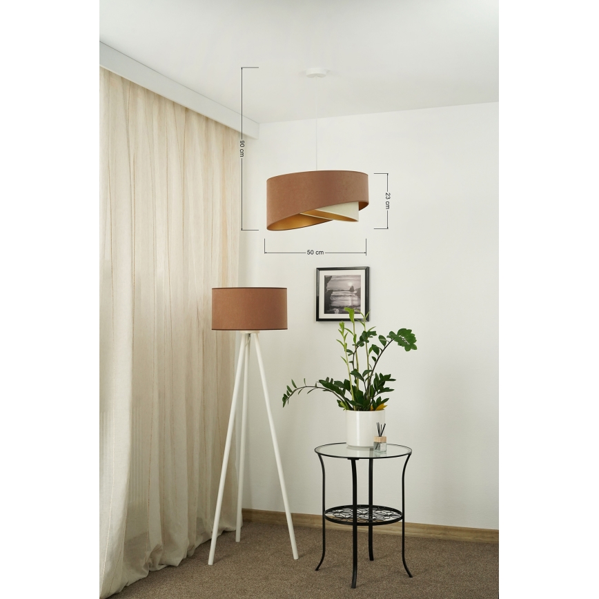 Brilagi - LED Lestenec na vrvici LYRA 1xE27/15W/230V rjava/krem barva/zlata