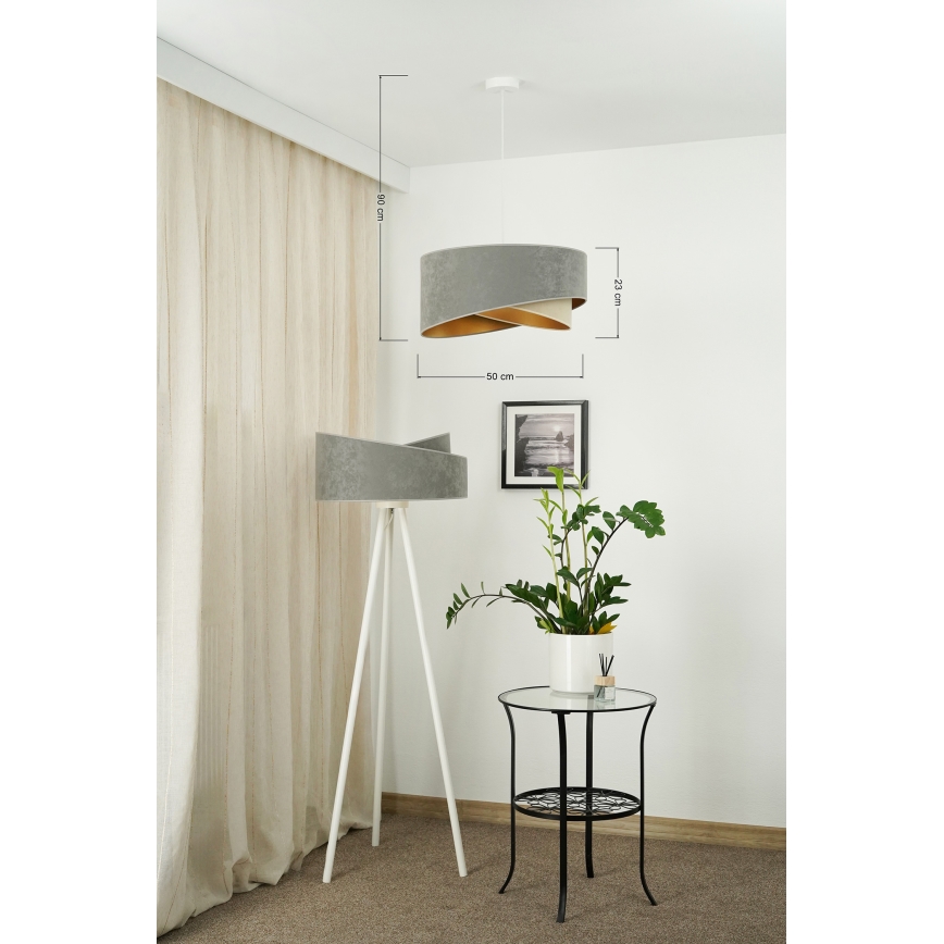 Brilagi - LED Lestenec na vrvici LYRA 1xE27/15W/230V siva/bež/zlata