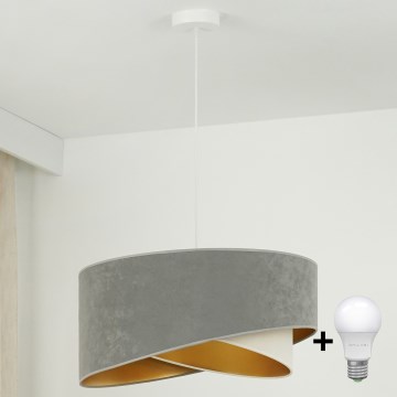 Brilagi - LED Lestenec na vrvici LYRA 1xE27/15W/230V siva/krem barva/zlata