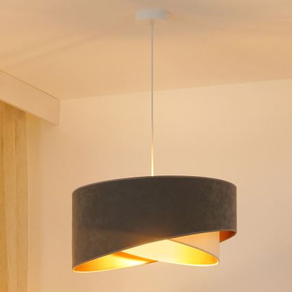 Brilagi - LED Lestenec na vrvici LYRA 1xE27/15W/230V siva/krem barva/zlata