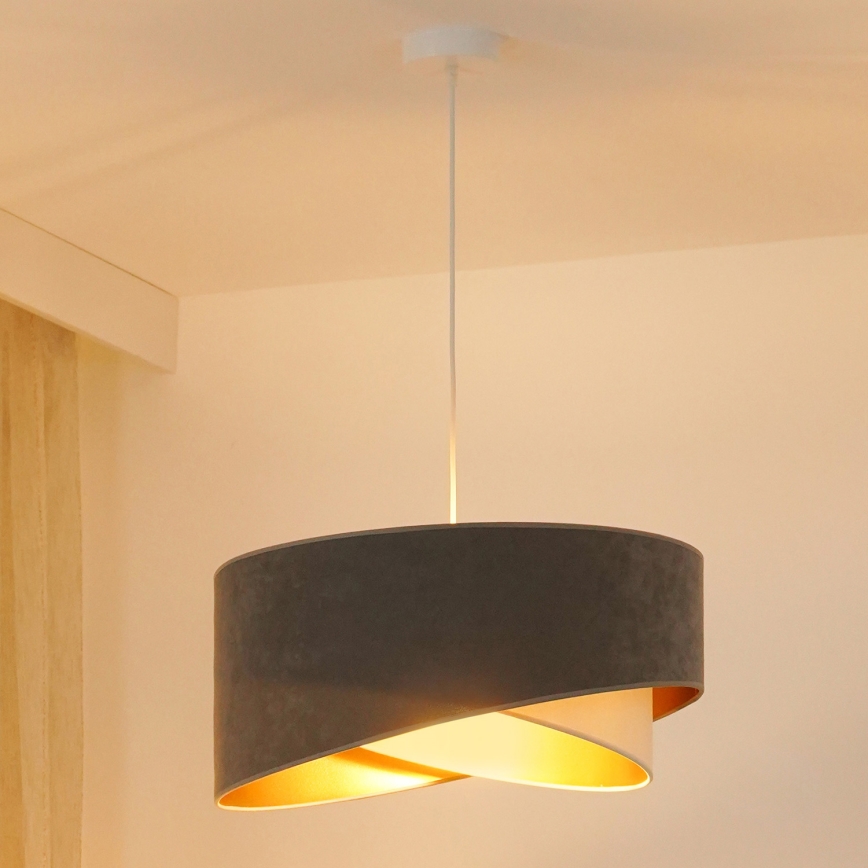 Brilagi - LED Lestenec na vrvici LYRA 1xE27/15W/230V siva/krem barva/zlata