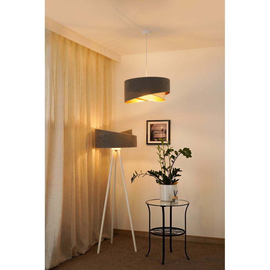 Brilagi - LED Lestenec na vrvici LYRA 1xE27/15W/230V siva/krem barva/zlata