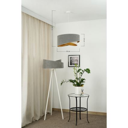 Brilagi - LED Lestenec na vrvici LYRA 1xE27/15W/230V siva/krem barva/zlata
