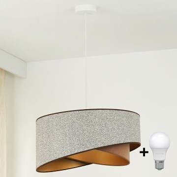 Brilagi - LED Lestenec na vrvici LYRA 1xE27/15W/230V siva/krem barva/zlata