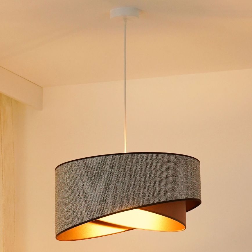 Brilagi - LED Lestenec na vrvici LYRA 1xE27/15W/230V siva/krem barva/zlata