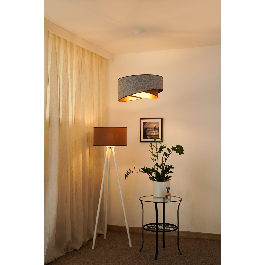 Brilagi - LED Lestenec na vrvici LYRA 1xE27/15W/230V siva/krem barva/zlata
