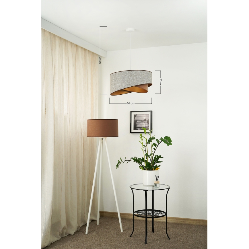 Brilagi - LED Lestenec na vrvici LYRA 1xE27/15W/230V siva/krem barva/zlata
