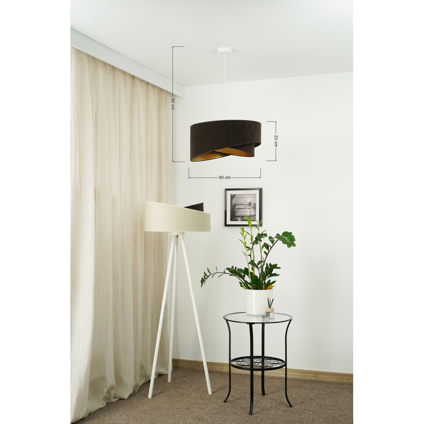 Brilagi - LED Lestenec na vrvici LYRA 1xE27/15W/230V temno rjava/zlata