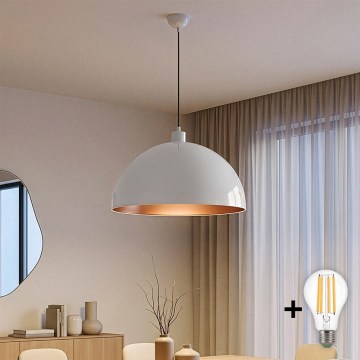 Brilagi - LED lestenec na vrvici METALO 1xE27/40W/230V, premer 60 cm, bela/medena