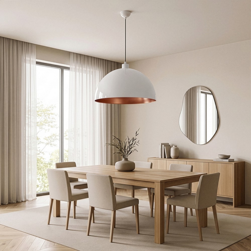 Brilagi - LED lestenec na vrvici METALO 1xE27/40W/230V, premer 60 cm, bela/medena