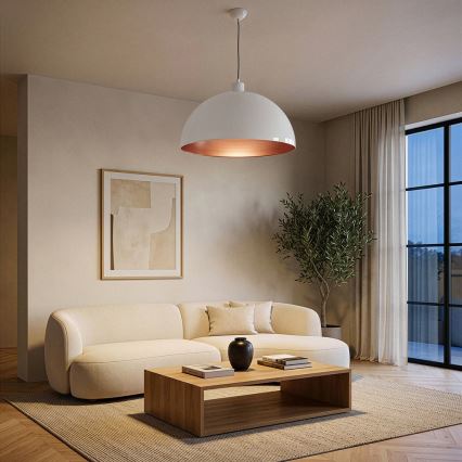 Brilagi - LED lestenec na vrvici METALO 1xE27/40W/230V, premer 60 cm, bela/medena
