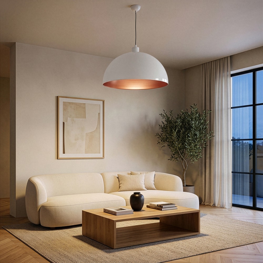 Brilagi - LED lestenec na vrvici METALO 1xE27/40W/230V, premer 60 cm, bela/medena