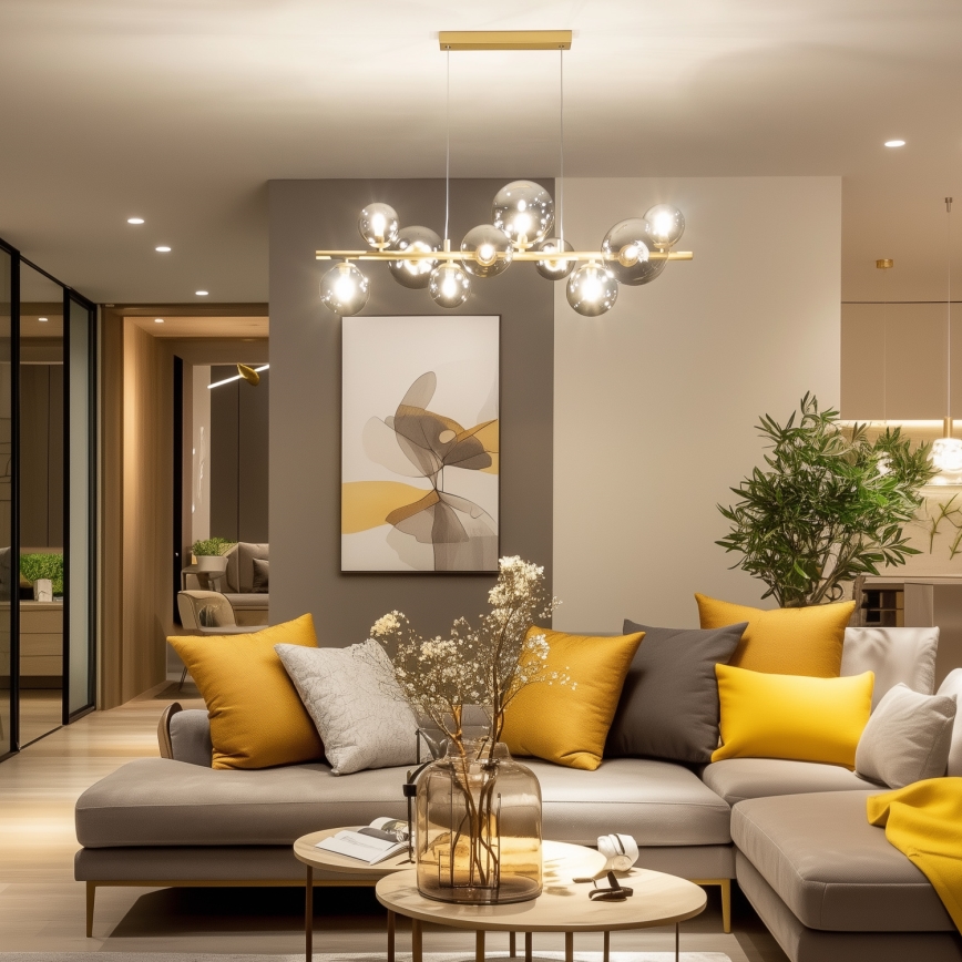 Brilagi - LED Lestenec na vrvici MILLA 10xG9/3W/230V zlata/dimna