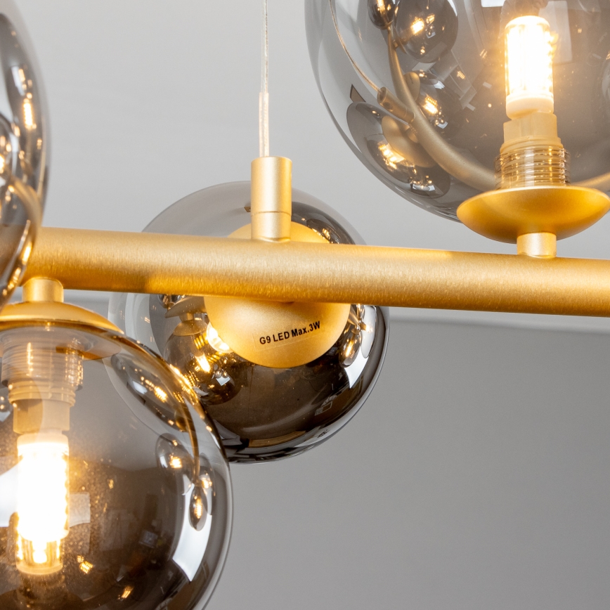 Brilagi - LED Lestenec na vrvici MILLA 10xG9/3W/230V zlata/dimna