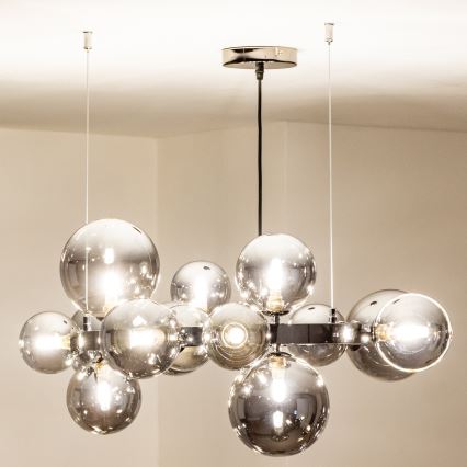 Brilagi - LED lestenec na vrvici MILLA 15xG9/3W/230V črn krom/zadimljeno steklo