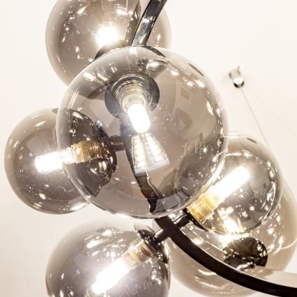 Brilagi - LED lestenec na vrvici MILLA 15xG9/3W/230V črn krom/zadimljeno steklo