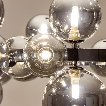 Brilagi - LED lestenec na vrvici MILLA 15xG9/3W/230V črn krom/zadimljeno steklo