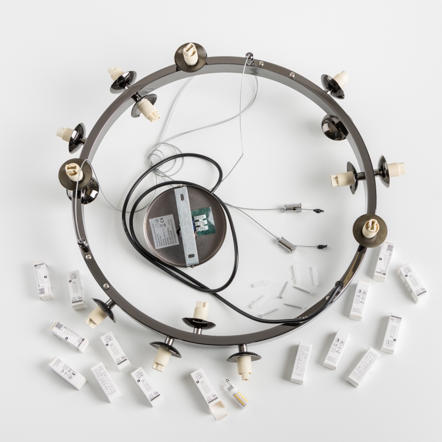 Brilagi - LED lestenec na vrvici MILLA 15xG9/3W/230V črn krom/zadimljeno steklo