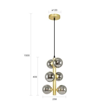 Brilagi - LED Lestenec na vrvici MILLA 6xG9/3W/230V zlata/dimna