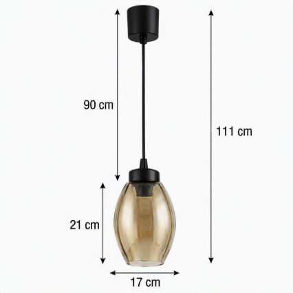 Brilagi - LED viseči lestenec na vrvici RETRO GLASS 1xE27/60W/230V premer 17 cm črna/dimljeno bež