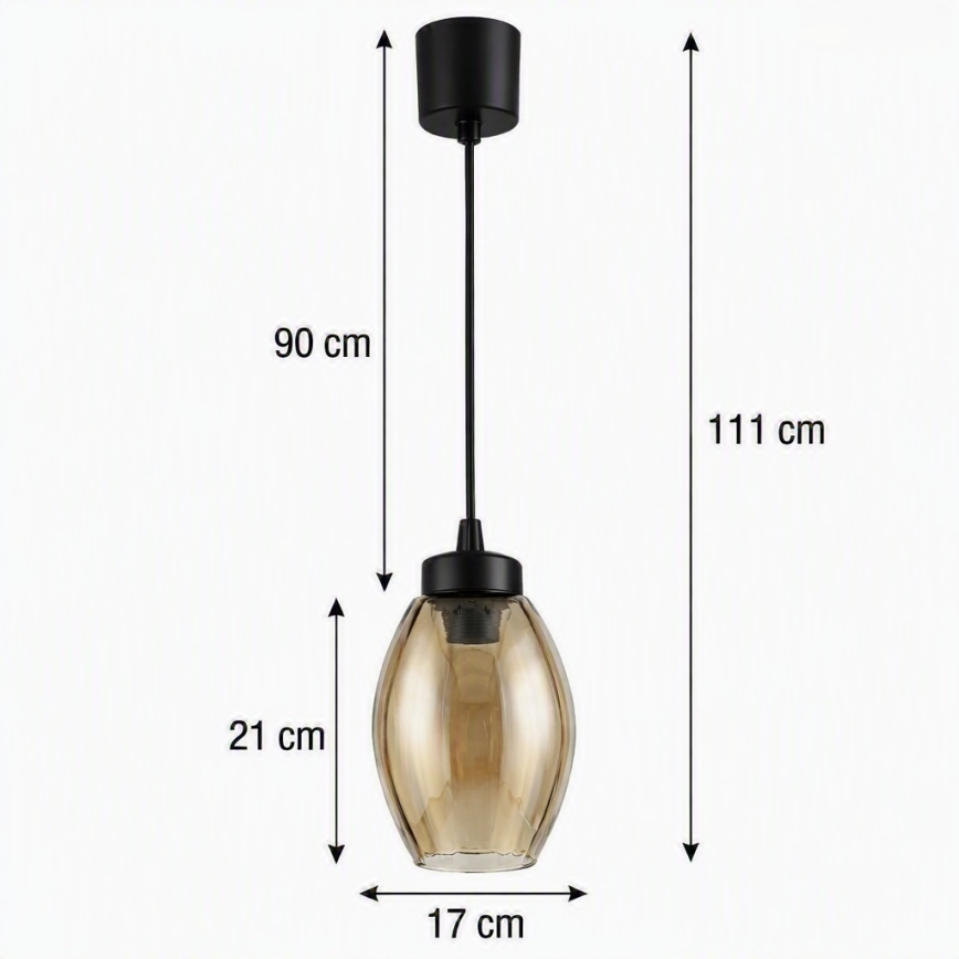 Brilagi - LED viseči lestenec na vrvici RETRO GLASS 1xE27/60W/230V premer 17 cm črna/dimljeno bež