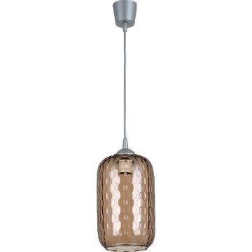 Brilagi - LED lestenec na vrvici RETRO GLASS, 1xE27/60W/230V, premer 14 cm, srebrna/dimna rjava