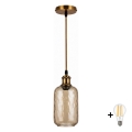 BRILAGI - LED lestenec na vrvici RETRO GLASS 1xE27/60W/230V, premer 14 cm, zlata/dimno rjava