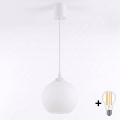 Brilagi - LED lestenec na vrvici RETRO GLASS 1xE27/60W/230V premer 15 cm bela