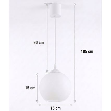 Brilagi - LED lestenec na vrvici RETRO GLASS 1xE27/60W/230V premer 15 cm bela