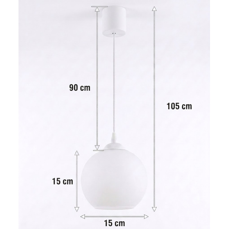 Brilagi - LED lestenec na vrvici RETRO GLASS 1xE27/60W/230V premer 15 cm bela