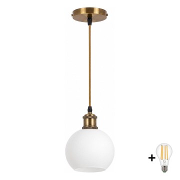 BRILAGI - LED Lestenec na vrvici RETRO GLASS 1xE27/60W/230V premer 15 cm zlata/bela