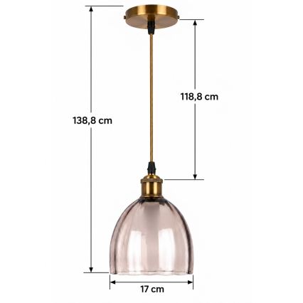 BRILAGI - LED lestenec na lanku RETRO GLASS 1xE27/60W/230V premer 17 cm zlata/dimno bež