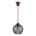 Brilagi - LED lestenec na vrvici RETRO GLASS 1xE27/60W/230V premer 18 cm rjava/dimna siva