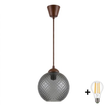 Brilagi - LED lestenec na vrvici RETRO GLASS 1xE27/60W/230V premer 18 cm rjava/dimna siva
