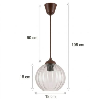 Brilagi - LED lestenec na vrvici RETRO GLASS 1xE27/60W/230V, premer 18 cm, rjava/prosojna