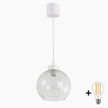 Brilagi - LED lestenec na vrvici RETRO GLASS 1xE27/60W/230V premer 25 cm bela/prozorna