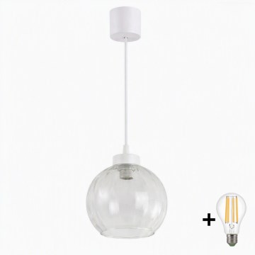 Brilagi - LED lestenec na vrvici RETRO GLASS 1xE27/60W/230V premer 25 cm bela/prozorna