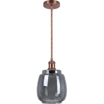 Brilagi - LED lestenec na vrvici RETRO GLASS 1xE27/60W/230V premer 26 cm bakrena/dimno siva