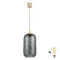 Brilagi - LED lestenec na vrvici RETRO GLASS 1xE27/60W/230V Ø 14 cm bež/dimno siva