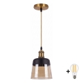BRILAGI - LED lestenec na vrvici RETRO GLASS 1xE27/60W/230V Ø 15,5 cm zlata/dimno bež
