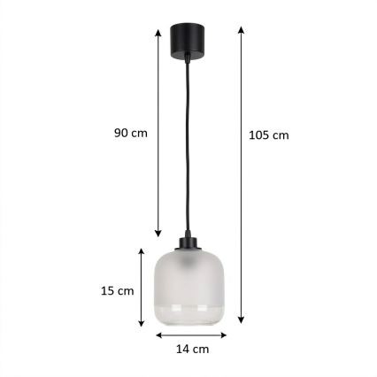 Brilagi - LED lestenec na vrvici RETRO GLASS 1×E27/60W/230V, premer 14 cm, črna/bela