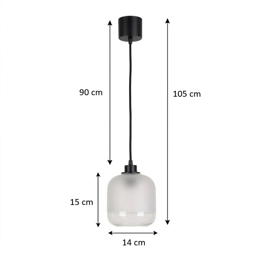 Brilagi - LED lestenec na vrvici RETRO GLASS 1×E27/60W/230V, premer 14 cm, črna/bela